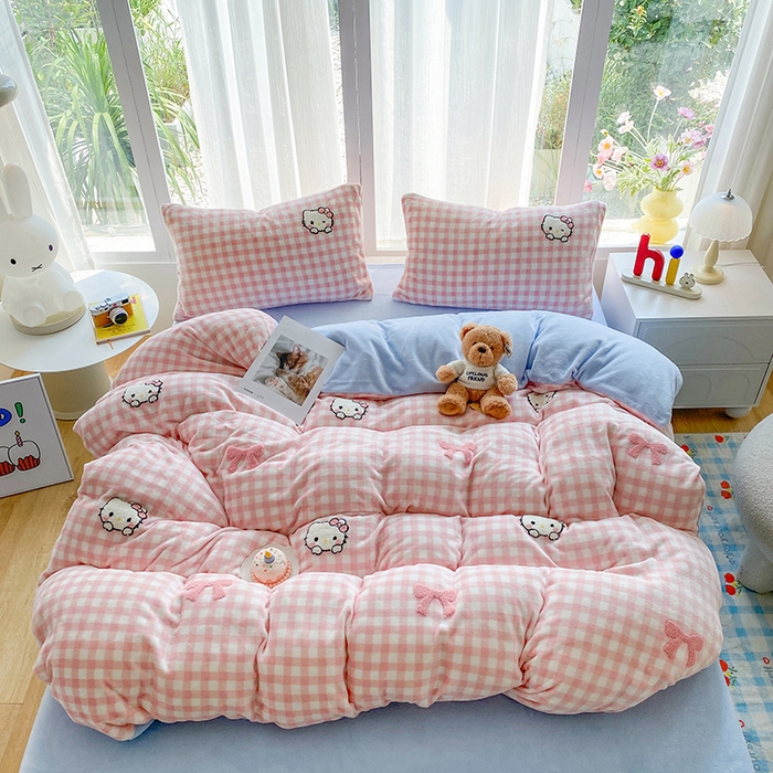 91家纺网 家纺一手货源 找家纺 （总）茉礼 2025新款A类卡通加厚毛巾绣牛奶绒四件套