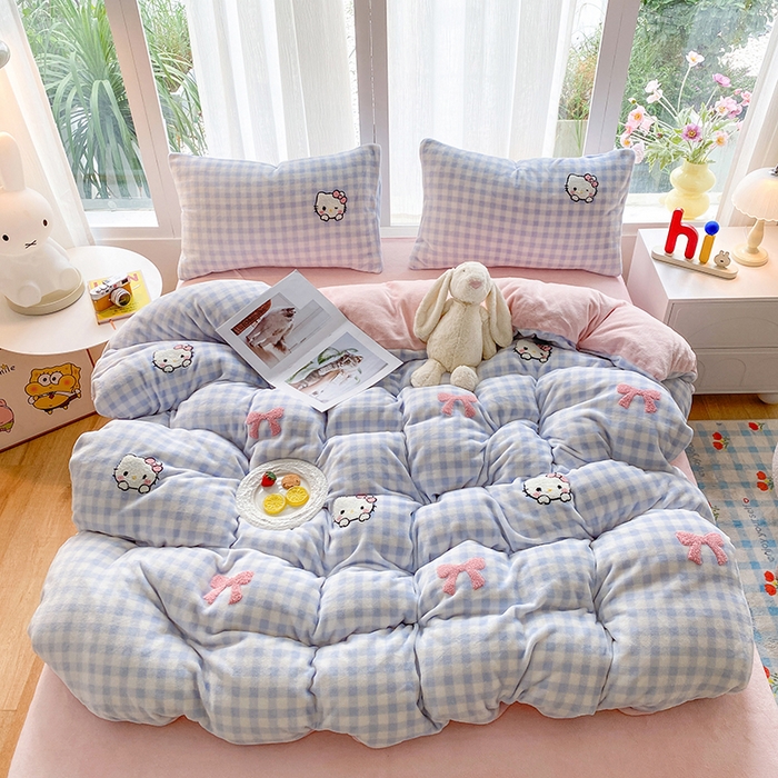 91家纺网 家纺一手货源 找家纺 （总）茉礼 2025新款A类卡通加厚毛巾绣牛奶绒四件套