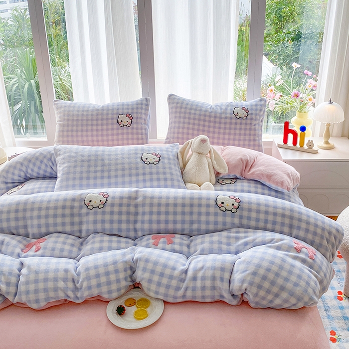 91家纺网 家纺一手货源 找家纺 （总）茉礼 2025新款A类卡通加厚毛巾绣牛奶绒四件套