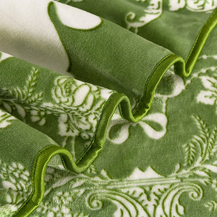 91家纺网 家纺一手货源 找家纺 牵依 2025新款牛奶绒小包边印花四件套 半夏时光-浅绿