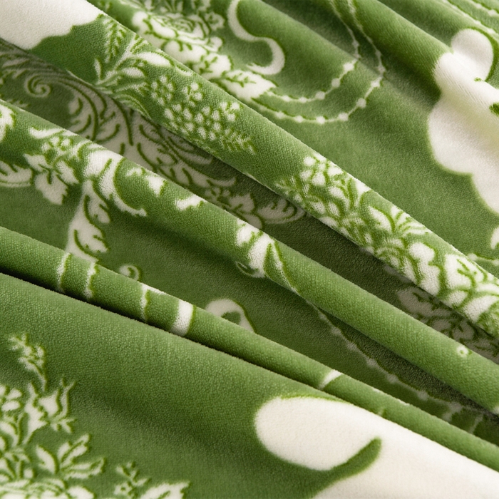 91家纺网 家纺一手货源 找家纺 牵依 2025新款牛奶绒小包边印花四件套 半夏时光-浅绿