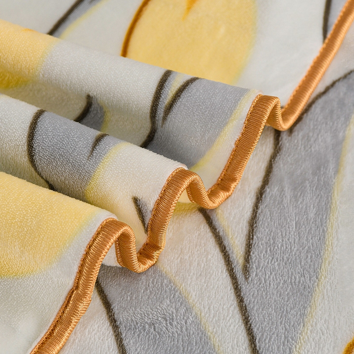 91家纺网 家纺一手货源 找家纺 牵依 2025新款牛奶绒小包边印花四件套 浪漫郁金香-米黄