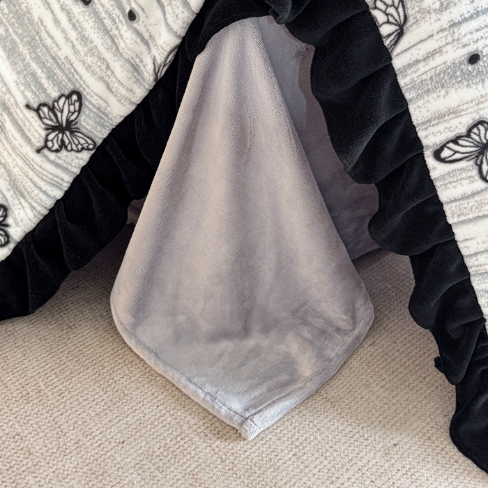 91家纺网 家纺一手货源 找家纺 （总）大米家居 2025新款韩版美拉德风高克重雕花牛奶绒四件套-梦蝶系列