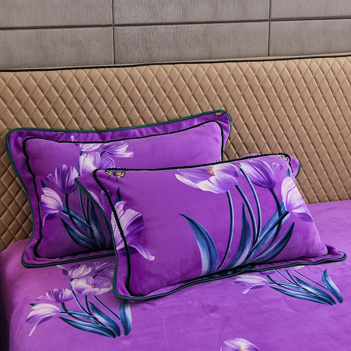 91家纺网 家纺一手货源 找家纺 牵依 2025新款牛奶绒小包边印花四件套 郁金香