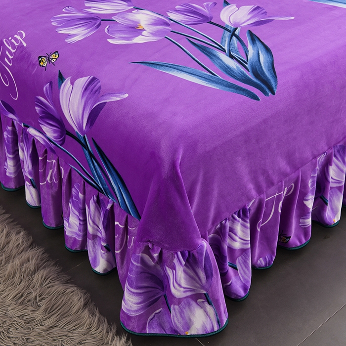 91家纺网 家纺一手货源 找家纺 牵依 2025新款牛奶绒小包边印花四件套 郁金香