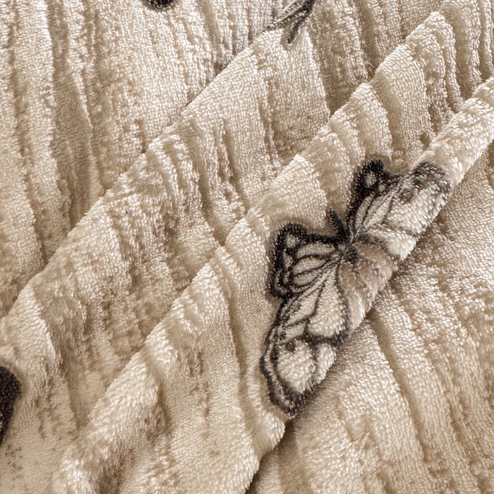 91家纺网 家纺一手货源 找家纺 大米家居 2025新款韩版美拉德风高克重雕花牛奶绒四件套-梦蝶系列 梦蝶-棕