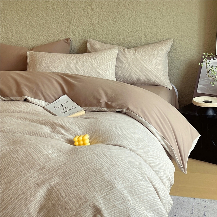 91家纺网 家纺一手货源 找家纺 （总）琪格格纺织 2025新款全棉纯棉轻奢肌理感简约大提花加厚磨毛四件套