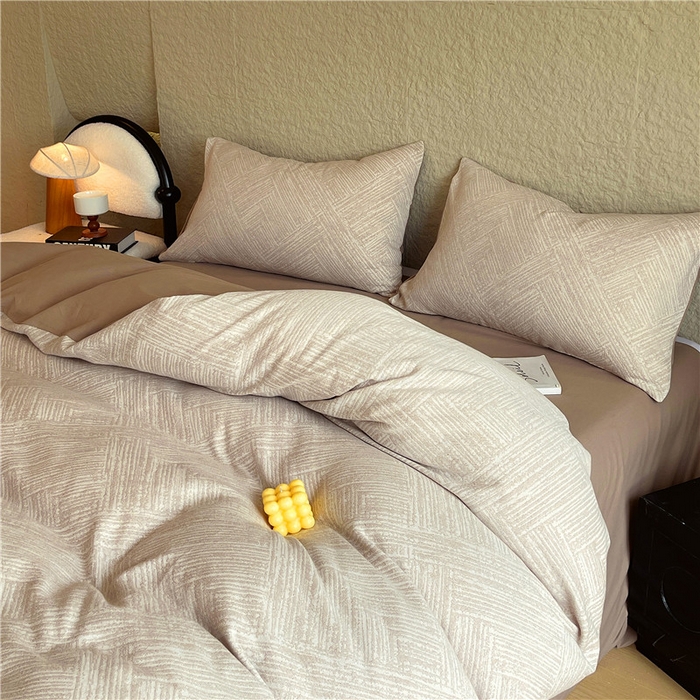 91家纺网 家纺一手货源 找家纺 （总）琪格格纺织 2025新款全棉纯棉轻奢肌理感简约大提花加厚磨毛四件套