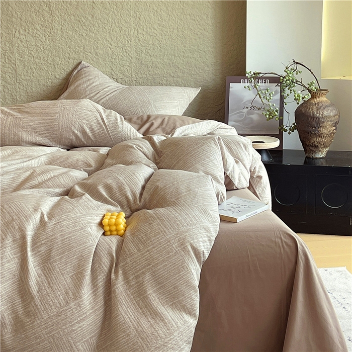 91家纺网 家纺一手货源 找家纺 （总）琪格格纺织 2025新款全棉纯棉轻奢肌理感简约大提花加厚磨毛四件套