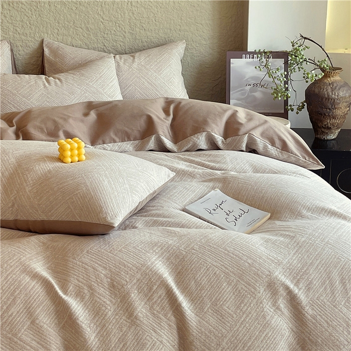 91家纺网 家纺一手货源 找家纺 （总）琪格格纺织 2025新款全棉纯棉轻奢肌理感简约大提花加厚磨毛四件套