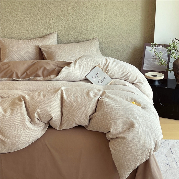 91家纺网 家纺一手货源 找家纺 （总）琪格格纺织 2025新款全棉纯棉轻奢肌理感简约大提花加厚磨毛四件套