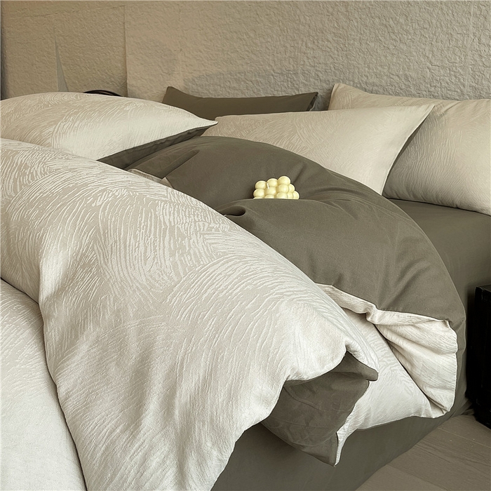 91家纺网 家纺一手货源 找家纺 （总）琪格格纺织 2025新款全棉纯棉轻奢肌理感简约大提花加厚磨毛四件套