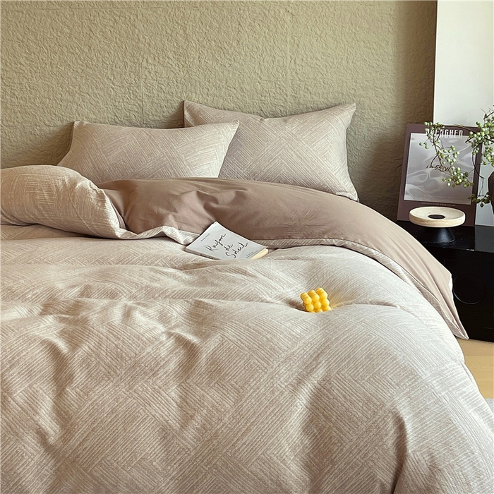 91家纺网 家纺一手货源 找家纺 （总）琪格格纺织 2025新款全棉纯棉轻奢肌理感简约大提花加厚磨毛四件套