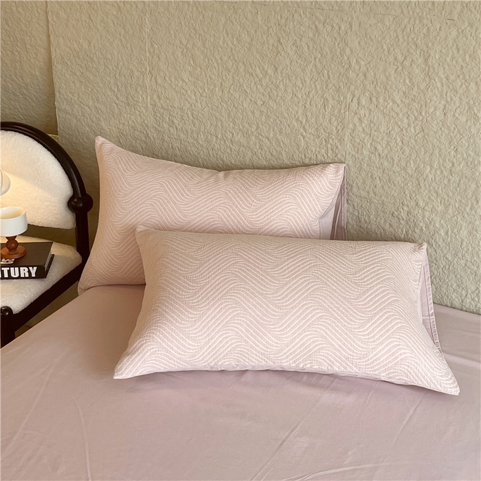 91家纺网 家纺一手货源 找家纺 琪格格纺织 2025新款全棉纯棉轻奢肌理感简约大提花加厚磨毛四件套 纳兰-粉玉