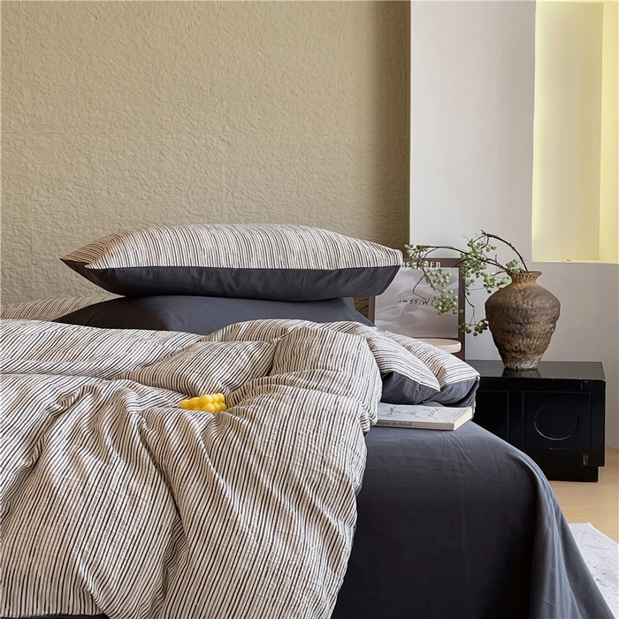 91家纺网 家纺一手货源 找家纺 琪格格纺织 2025新款全棉纯棉轻奢肌理感简约大提花加厚磨毛四件套 梵希印象