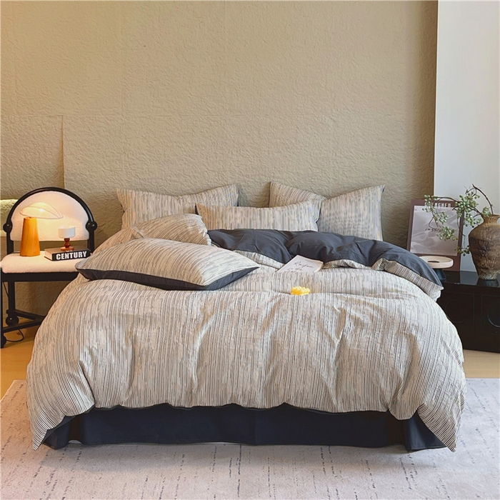 91家纺网 家纺一手货源 找家纺 琪格格纺织 2025新款全棉纯棉轻奢肌理感简约大提花加厚磨毛四件套 梵希印象