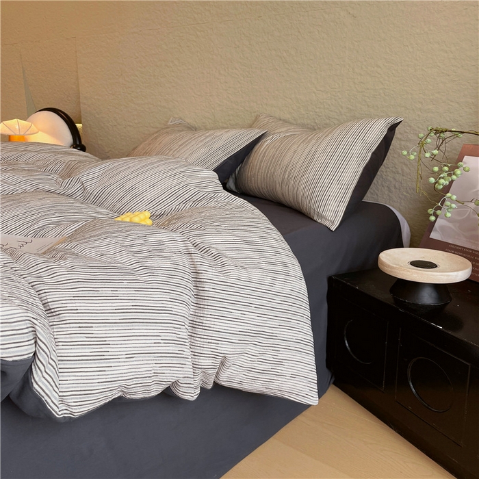 91家纺网 家纺一手货源 找家纺 琪格格纺织 2025新款全棉纯棉轻奢肌理感简约大提花加厚磨毛四件套 梵希印象