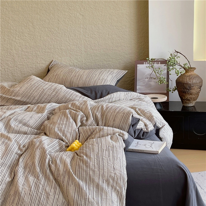 91家纺网 家纺一手货源 找家纺 琪格格纺织 2025新款全棉纯棉轻奢肌理感简约大提花加厚磨毛四件套 梵希印象