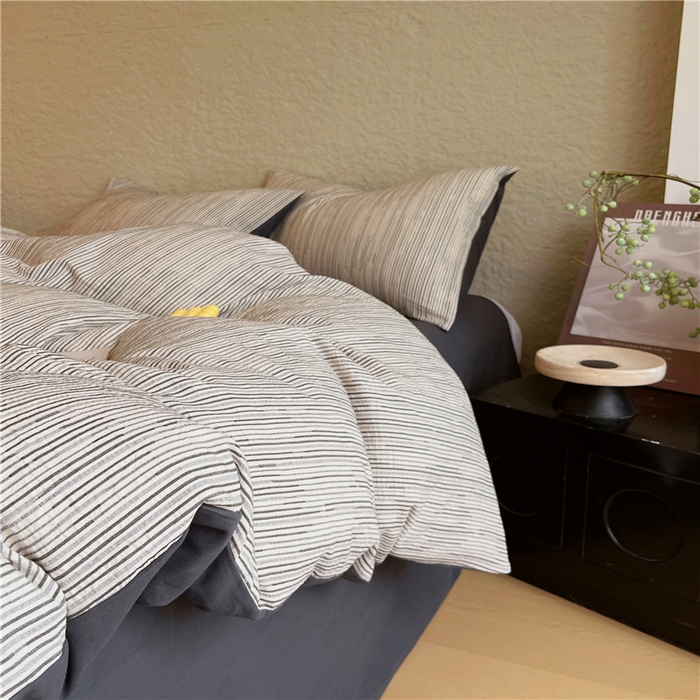 91家纺网 家纺一手货源 找家纺 琪格格纺织 2025新款全棉纯棉轻奢肌理感简约大提花加厚磨毛四件套 梵希印象