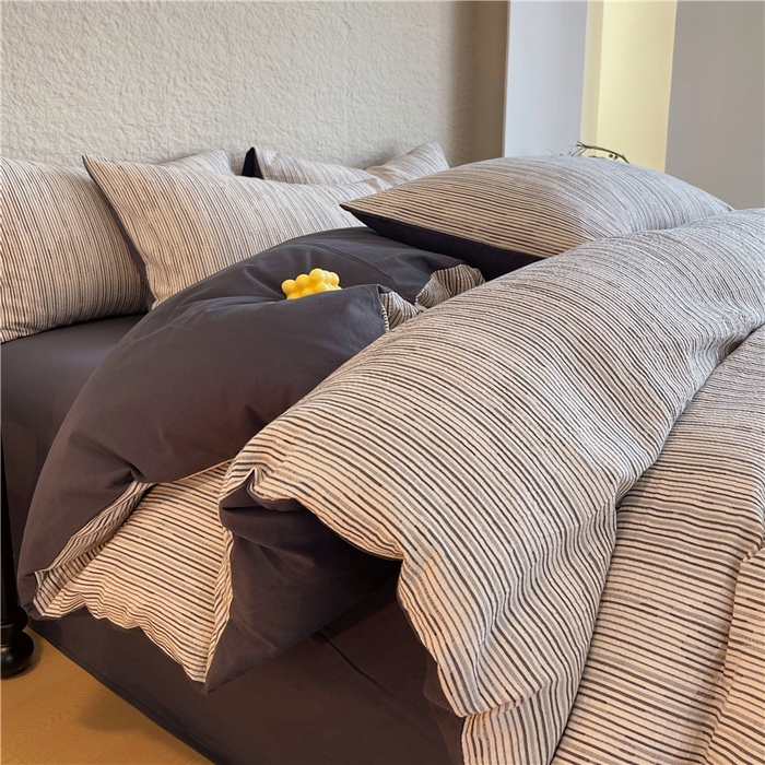 91家纺网 家纺一手货源 找家纺 琪格格纺织 2025新款全棉纯棉轻奢肌理感简约大提花加厚磨毛四件套 梵希印象