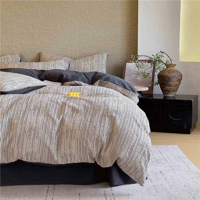 91家纺网 家纺一手货源 找家纺 琪格格纺织 2025新款全棉纯棉轻奢肌理感简约大提花加厚磨毛四件套 梵希印象