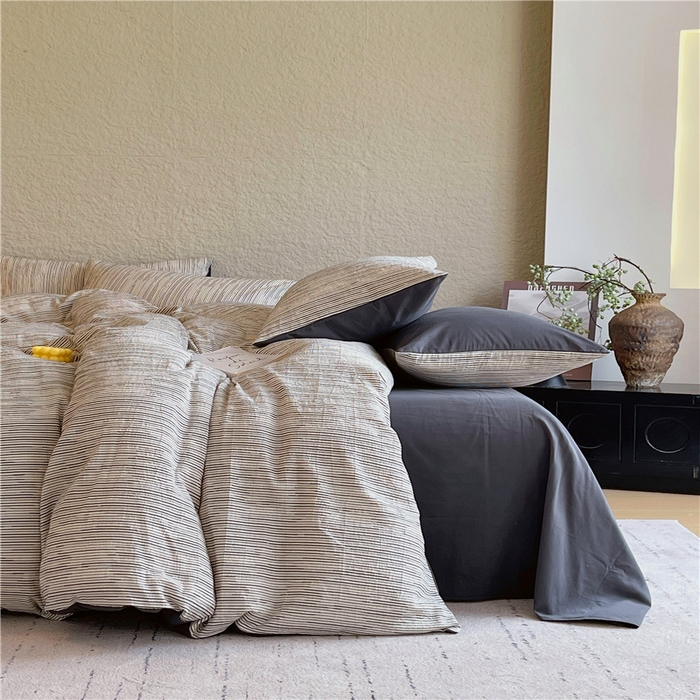 91家纺网 家纺一手货源 找家纺 琪格格纺织 2025新款全棉纯棉轻奢肌理感简约大提花加厚磨毛四件套 梵希印象