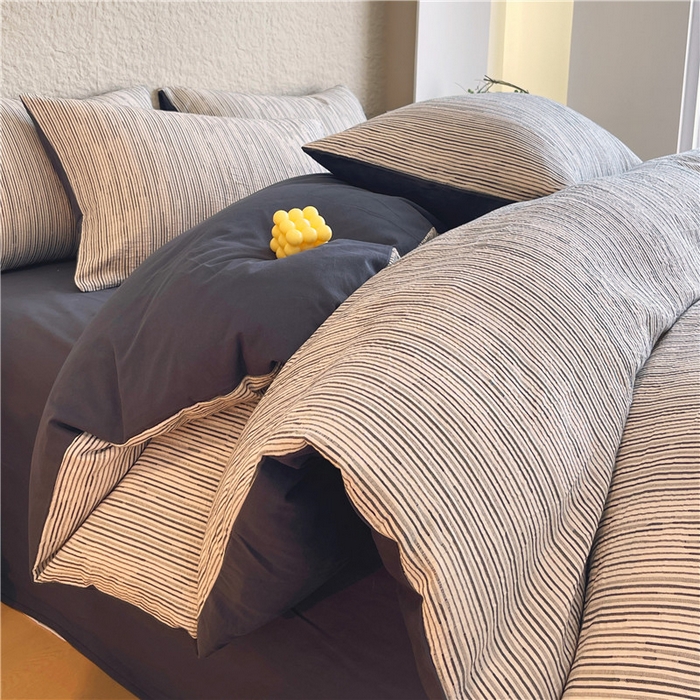 91家纺网 家纺一手货源 找家纺 琪格格纺织 2025新款全棉纯棉轻奢肌理感简约大提花加厚磨毛四件套 梵希印象