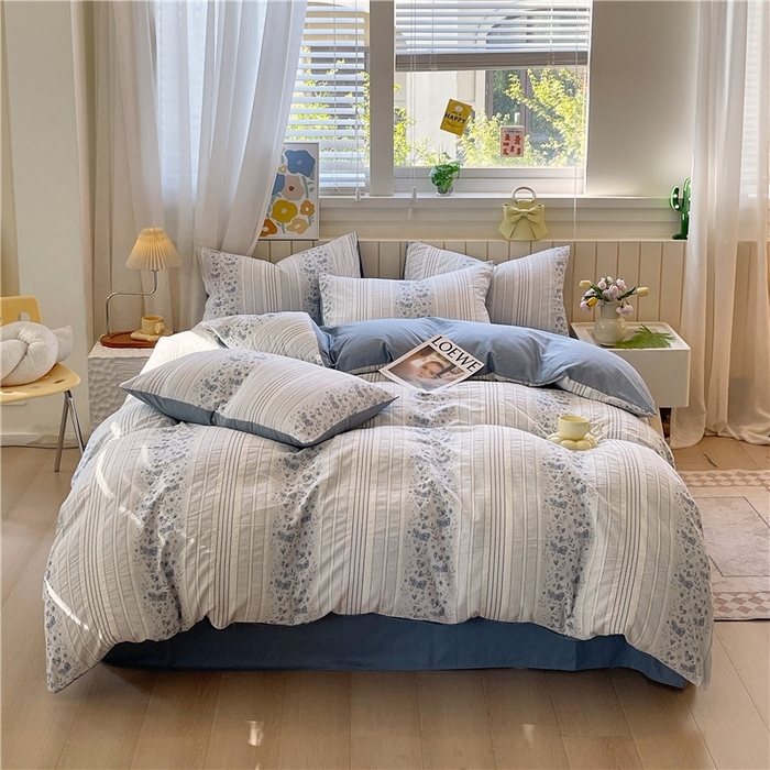 91家纺网 家纺一手货源 找家纺 （总）琪格格纺织 2025新款全棉纯棉色织提花小清新四件套