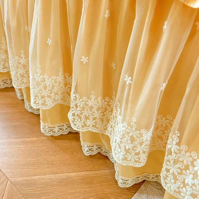 91家纺网 家纺一手货源 找家纺 后庭寝室 2025新款亲肤舒适柔软亲肤花边蝴蝶结四件套-如愿 如愿-嫩黄