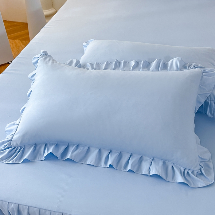 91家纺网 家纺一手货源 找家纺 （总）后庭寝室 2025新款亲肤舒适柔软亲肤花边蝴蝶结四件套-如愿