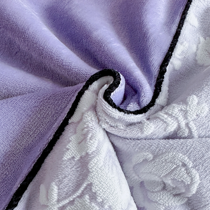 91家纺网 家纺一手货源 找家纺 诺梵家纺 2025新款拼接雕花牛奶绒四件套 邂逅-紫