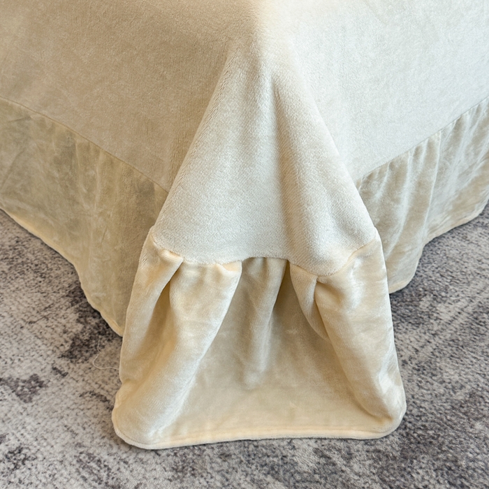 91家纺网 家纺一手货源 找家纺 诺梵家纺 2025新款拼接雕花牛奶绒四件套 纤枝逸-黄