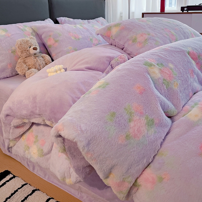 91家纺网 家纺一手货源 找家纺 （总）金梦拉 2025直播爆款A类加厚兔绒印花系列四件套