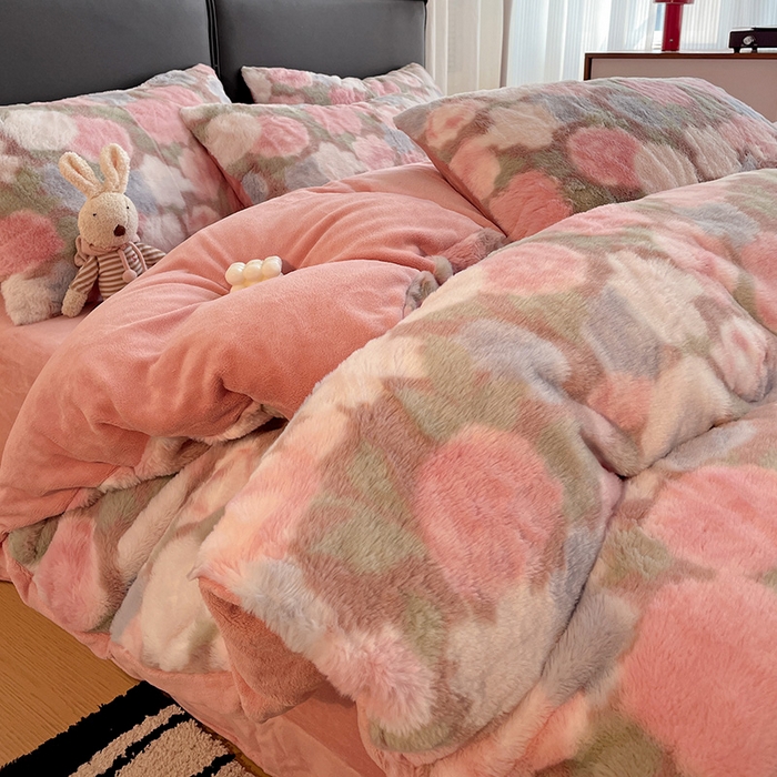 91家纺网 家纺一手货源 找家纺 （总）金梦拉 2025直播爆款A类加厚兔绒印花系列四件套