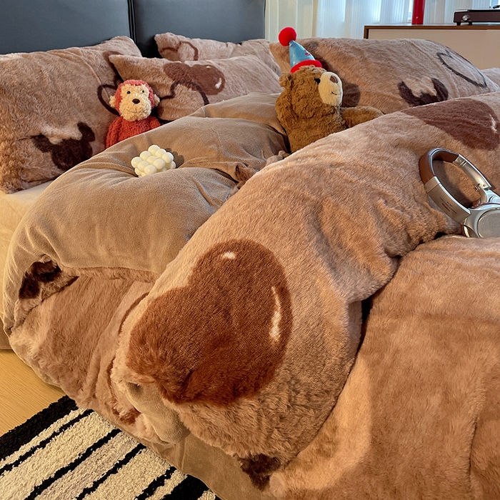 91家纺网 家纺一手货源 找家纺 （总）金梦拉 2025直播爆款A类加厚兔绒印花系列四件套