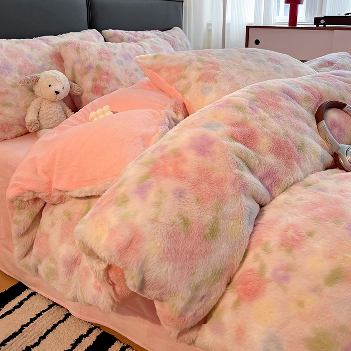 91家纺网 家纺一手货源 找家纺 （总）金梦拉 2025直播爆款A类加厚兔绒印花系列四件套