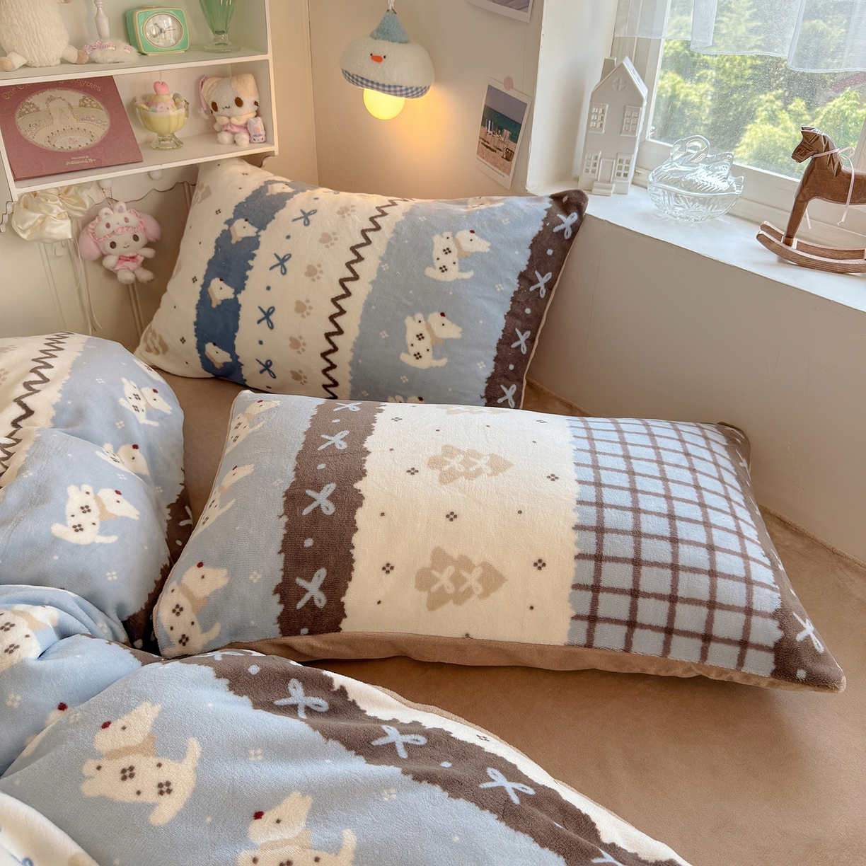 91家纺网 家纺一手货源 找家纺 罗亿家纺 2025新款ins小清新少女奶油卡通可爱加厚200克牛奶绒四件套【3.6公斤】（小红书推荐） 阿奇