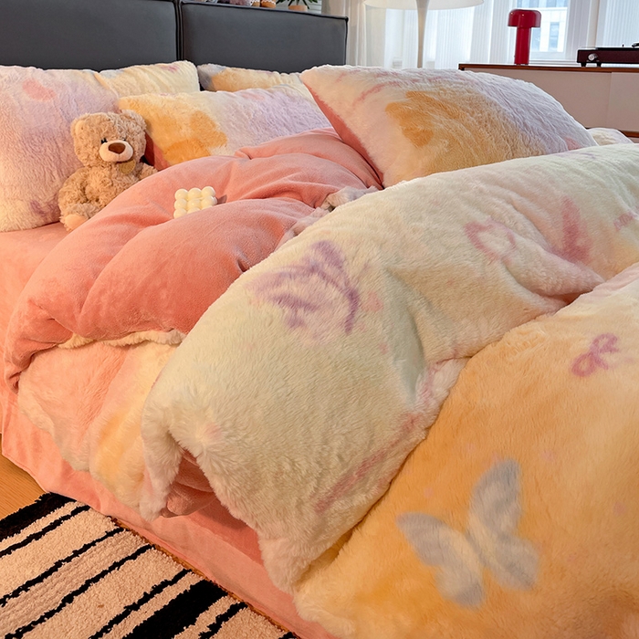 91家纺网 家纺一手货源 找家纺 金梦拉 2025直播爆款A类加厚兔绒印花系列四件套 幻碟