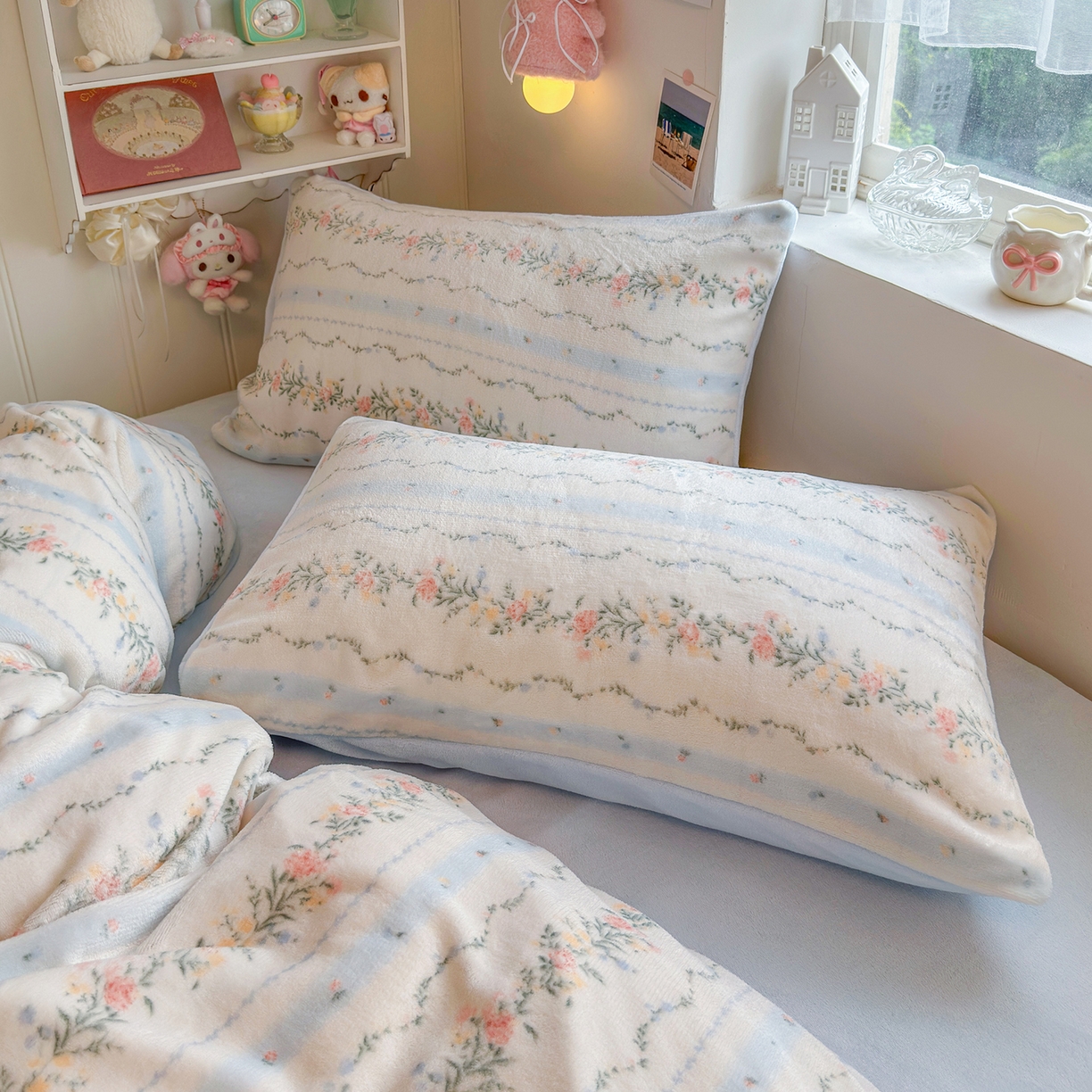 91家纺网 家纺一手货源 找家纺 罗亿家纺 2025新款ins小清新少女奶油卡通可爱加厚200克牛奶绒四件套【3.6公斤】（小红书推荐） 安夏