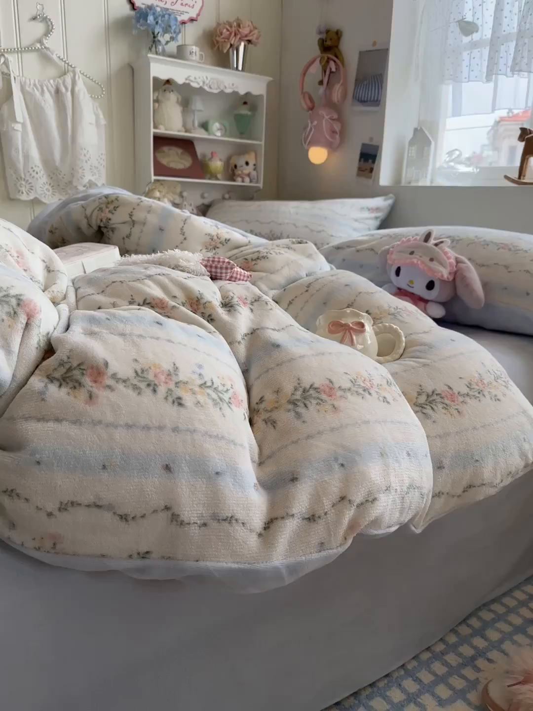 91家纺网 家纺一手货源 找家纺 罗亿家纺 2025新款ins小清新少女奶油卡通可爱加厚200克牛奶绒四件套【3.6公斤】（小红书推荐） 安夏