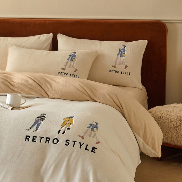 91家纺网 家纺一手货源 找家纺 （总）ONE TWO ONE 121 新品【牛奶绒刺绣四件套】2025毛毯被子四件套单件床单被套床笠珊瑚绒牛奶绒冬被法兰绒兔毛绒