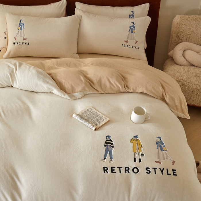 91家纺网 家纺一手货源 找家纺 （总）ONE TWO ONE 121 新品【牛奶绒刺绣四件套】2025毛毯被子四件套单件床单被套床笠珊瑚绒牛奶绒冬被法兰绒兔毛绒