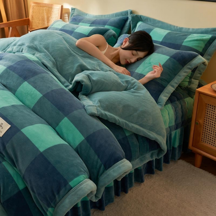 91家纺网 家纺一手货源 找家纺 （总）茉保家纺 2025新款无印风款牛奶绒床盖四件套