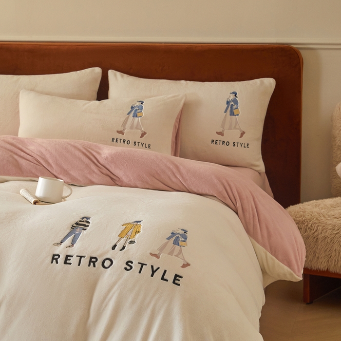 91家纺网 家纺一手货源 找家纺 （总）ONE TWO ONE 121 新品【牛奶绒刺绣四件套】2025毛毯被子四件套单件床单被套床笠珊瑚绒牛奶绒冬被法兰绒兔毛绒