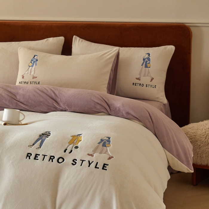 91家纺网 家纺一手货源 找家纺 （总）ONE TWO ONE 121 新品【牛奶绒刺绣四件套】2025毛毯被子四件套单件床单被套床笠珊瑚绒牛奶绒冬被法兰绒兔毛绒