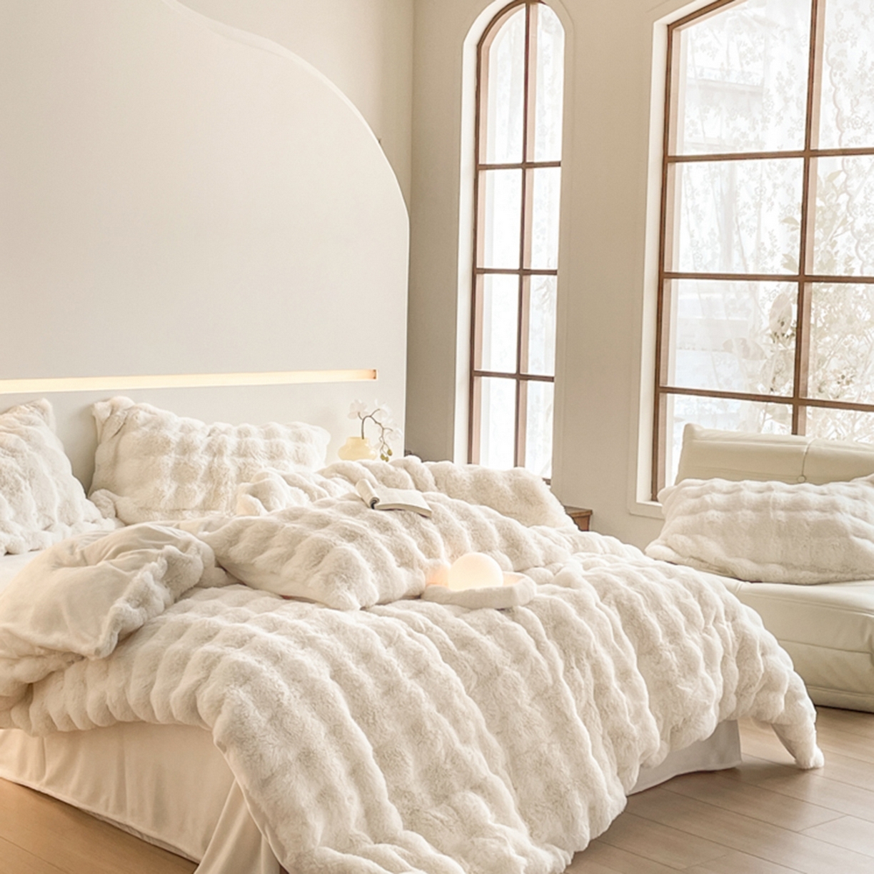 91家纺网 家纺一手货源 找家纺 （总）曲之慕 2025新款高克重皮草绒牛奶绒兔毛四件套