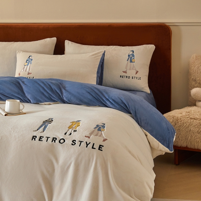 91家纺网 家纺一手货源 找家纺 （总）ONE TWO ONE 121 新品【牛奶绒刺绣四件套】2025毛毯被子四件套单件床单被套床笠珊瑚绒牛奶绒冬被法兰绒兔毛绒