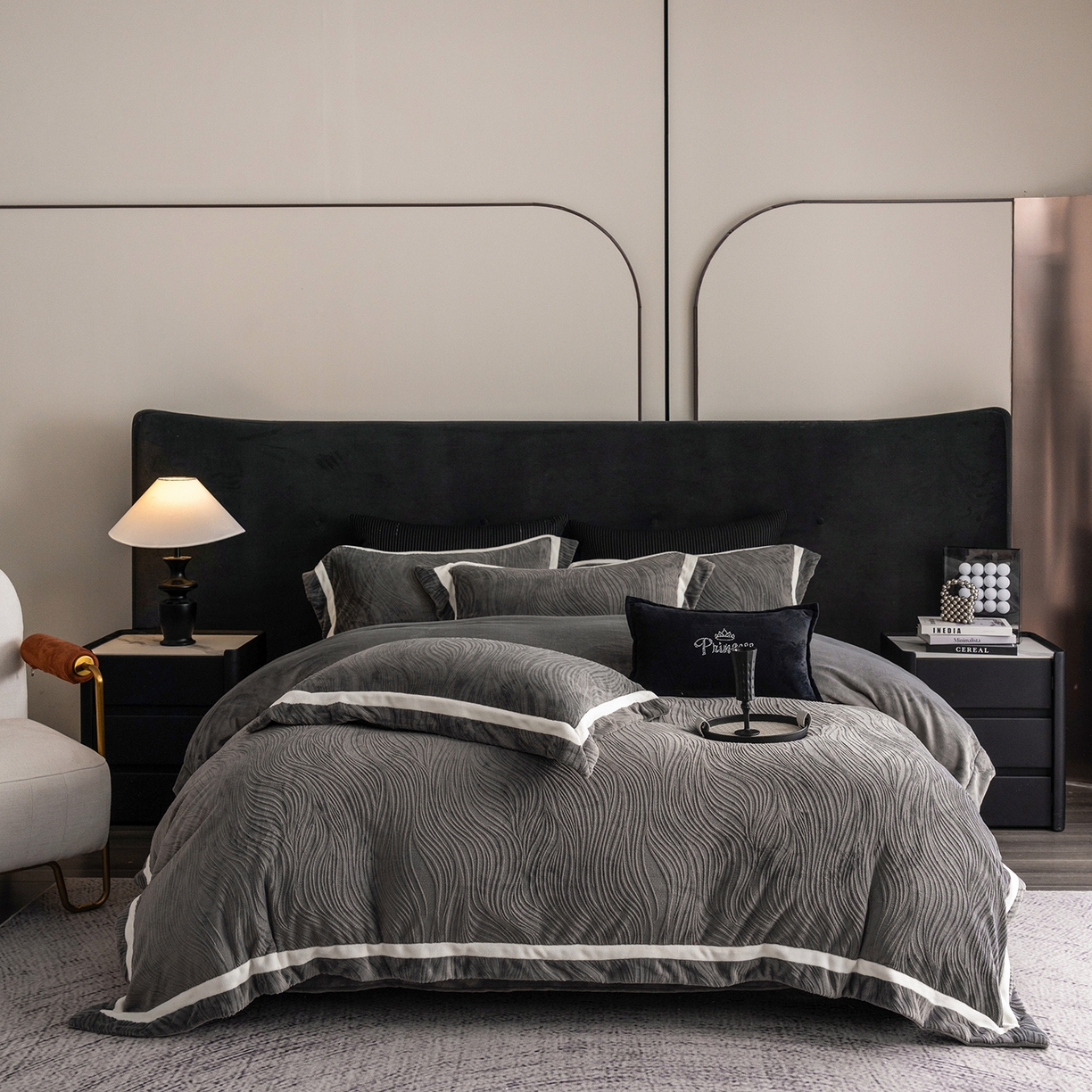 91家纺网 家纺一手货源 找家纺 （总）瑞雪家居 2025新款全消光雕花牛奶绒系列-波流