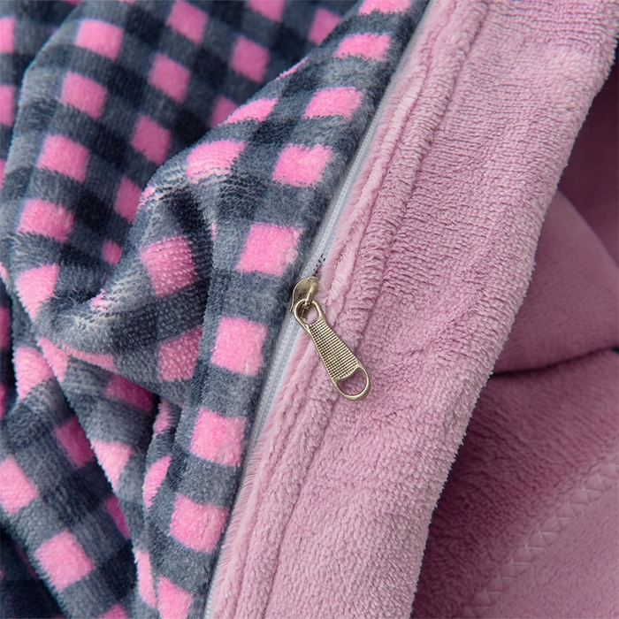 91家纺网 家纺一手货源 找家纺 茉保家纺 2024新款无印风款牛奶绒床盖四件套 紫小格