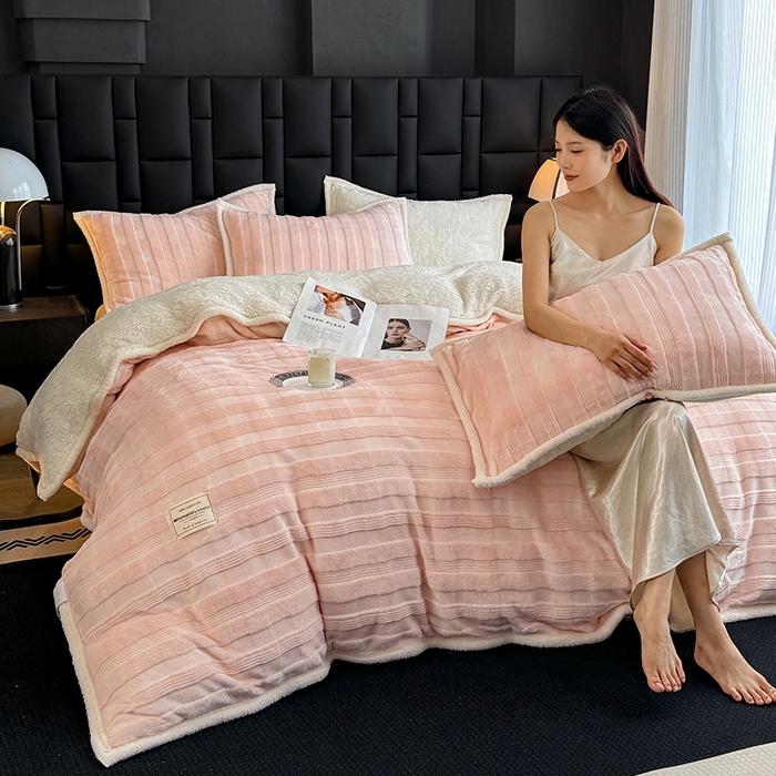 91家纺网 家纺一手货源 找家纺 （总）雅诗帛 2025新款A类玉兔绒北极绒纯色四件套